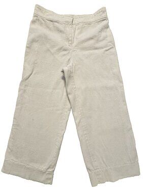 Akris Punto Crinkle Jacquard Pants 10 Wide Leg Cropped White Preppy Minimalist